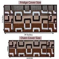 Wishlandreg; Combo Pack of Fridge Top Cover and Microwave Oven Top Cover with 4 Pockets(Brown)-thumb2