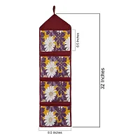 WISHLAND? Multipurpose Wall Hanging Organizer with 4 Utility Pockets (Set of 1, Purple)-thumb4