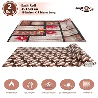 ARADENT Multipurpose Kitchen Shelf Liner 2 Roll of 5 Meter Long and 18 Inches Wide(Brown)-thumb1