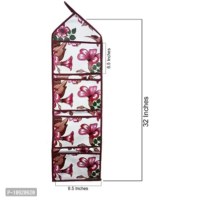 Designer PVC Fridge Top Cover, Microwave Oven Top Cover and Multipurpose Wall Hanging Organizer with 4 Pockets-thumb4