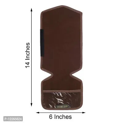 WISHLAND? Set of 2 Pcs Velvet Fridge Handle Cover with Pocket for Oven/Refrigerator/Car (6X14 Inches, Brown)-thumb5