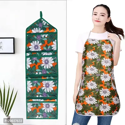 Stylish PVC Printed Apron with Kitchen Organizer