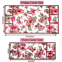 Wishlandreg; Combo Pack of Fridge Top Cover and Microwave Oven Top Cover with 4 Pockets(Red)-thumb3