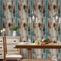 Kitchen Wall Stickers Wood Wallpaper DIY PVC Shelf Liner, Furniture, Almirah, Table Top, Wardrobe, Kitchen Cupboard Decal(18 Inch X 5 Meter, Pack Of 2, Blue  Brown)-thumb1