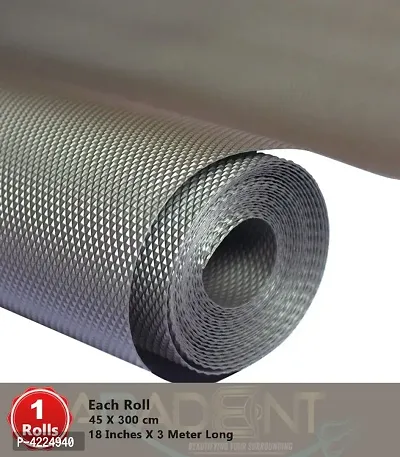 Multipurpose Textured Super Strong Anti-Slip Mat Liner for Kitchen Shelf - Size 45X300cm (3 Meter Roll, Grey)-thumb0
