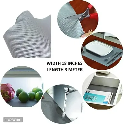 Multipurpose Textured Super Strong Anti-Slip Mat Liner for Kitchen Shelf - Size 45X300cm (3 Meter Roll, Grey)-thumb2