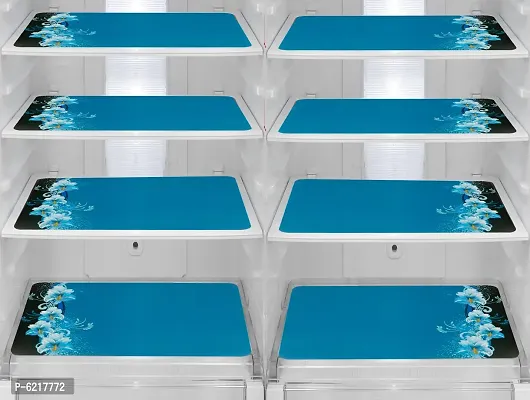Multipurpose Refrigerator Mats Set Of 8 Pcs For Single Door Fridge (Size: 12X17 Inches, Color : Blue)