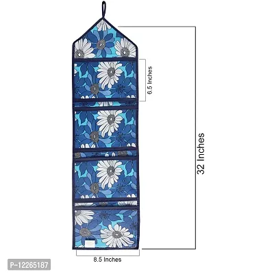 WISHLAND? PVC 4 Pockets Magazine Holder Wall Hanging Organiser(Set of 1, Blue)-thumb2
