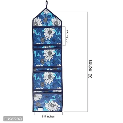PVC 4 Pockets Magazine Holder Multipurpose Wall Hanging Organiser(Set of 1, Blue)-thumb2