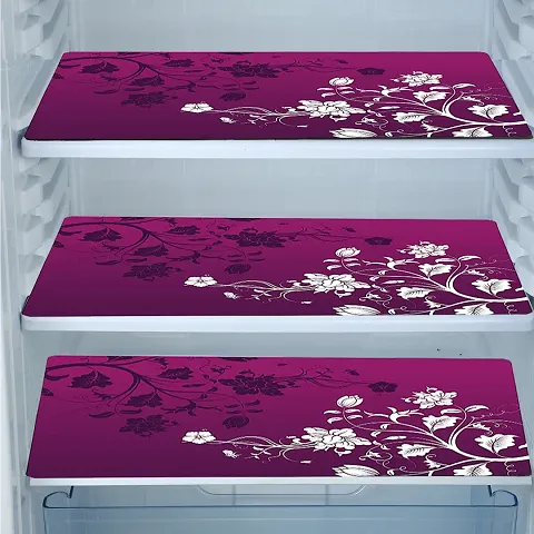 Multicoloured Printed PVC Fridge Mats || Pack of 3 ||