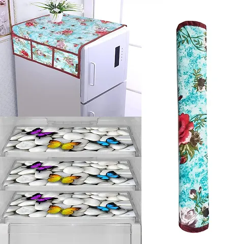 Combo of Fridge Mats, Fridge Top Cover and Fridge Handle Covers