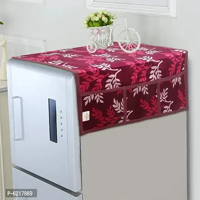 1 Pc Fridge Cover For Top With 6 Pockets + 1 Handle Cover + 3 Fridge Mats( Fridge Cover Combo Set Of 5 Pcs)-thumb3