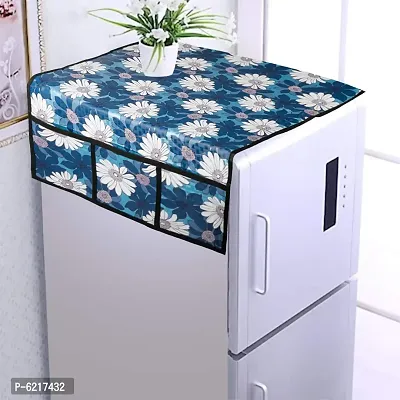 Water and Dust Proof Fridge Top Cover With 6 Utility Pockets(Size 21X39 Inches, Blue)