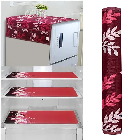 Combo of Fridge Top Cover, Handle Cover and Fridge Mats