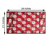 1 Pc Fridge Cover For Top With 6 Pockets + 2 Handle Cover + 4 Fridge Mats( Fridge Cover Combo Set Of 7 Pcs)-thumb2