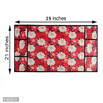 1 Pc Fridge Cover For Top With 6 Pockets + 2 Handle Cover + 4 Fridge Mats( Fridge Cover Combo Set Of 7 Pcs)-thumb3