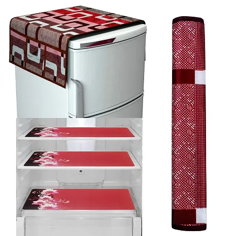 Combo of Fridge Mats, Fridge Top Cover and Fridge Handle Covers