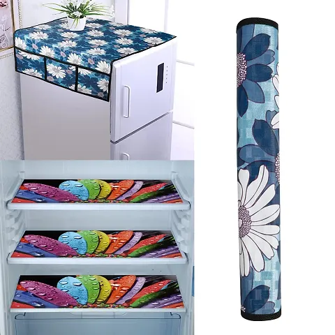 Combo of Fridge Top Cover, Handle Cover and Fridge Mats