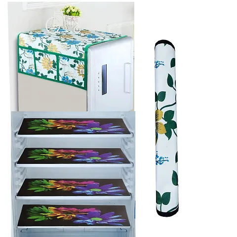 Combo of Fridge Top Cover, Handle Cover and Fridge Mats