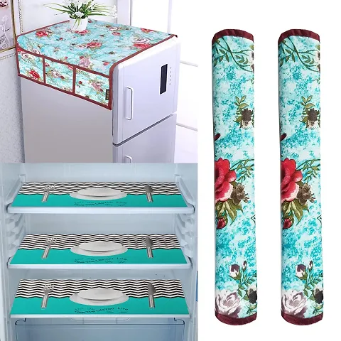 Combo of Fridge Top Cover, Handle Cover and Fridge Mats