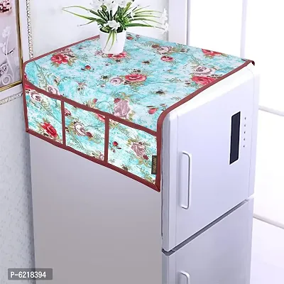 1 Pc Fridge Cover For Top With 6 Pockets + 2 Handle Cover + 3 Fridge Mats( Fridge Cover Combo Set Of 6 Pcs)-thumb4