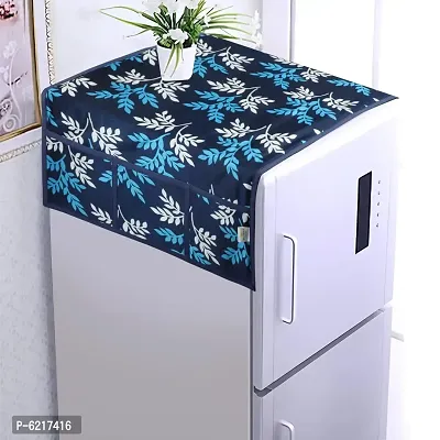 Designer Leaves Fridge Top Cover With 6 Utility Pockets(21 X 39 Inches)