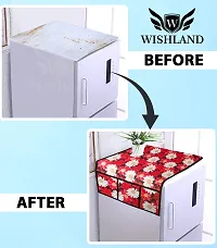 Designer Floral Fridge Top Cover With 6 Utility Pockets(21 X 39 Inches)-thumb1