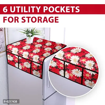 Designer Floral Fridge Top Cover With 6 Utility Pockets(21 X 39 Inches)-thumb5