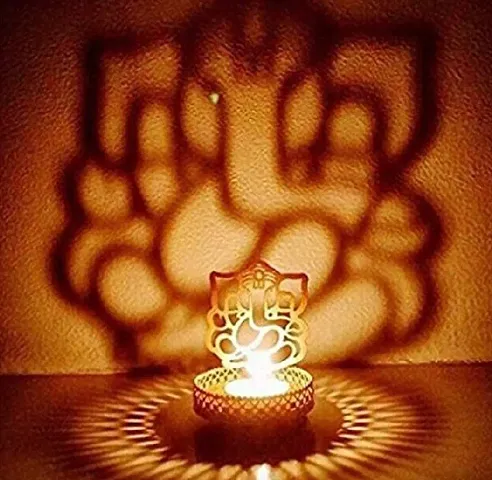 FAMEZA Lord Ganesha Wooden Shadow Diya for Diwali Decoration. Traditinal Decorative