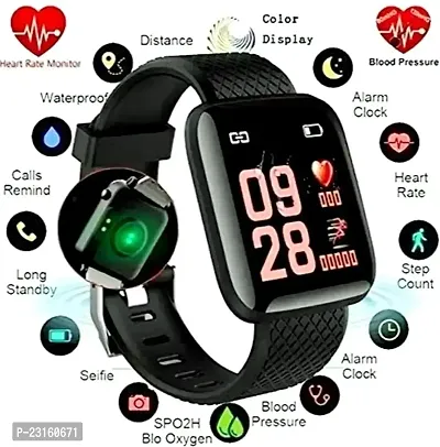 ID 116 New SMART WATCH 2023 latest version  Full Touch Screen Bluetooth Smartwatch with Body Temperature, Heart Rate  Oxygen Monitor Compatible with All 3G/4G/5G Android  iOS=-thumb0