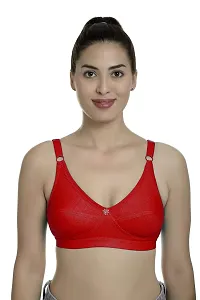 Women?s Cotton Lycra Blend Bra, Regular Everyday Bra|Full Coverage Bra|Soft and fine Quality Fabric with Solid Work R Cup Bra_Red_38-thumb1