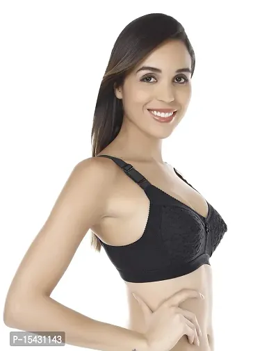 Women?s Cotton Lycra Blend Bra, Regular Everyday Bra|Full Coverage Bra|Soft and fine Quality Fabric with Solid Work NT_Black::Brown_36-thumb3