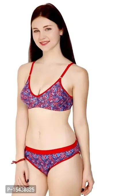 Women?s Cotton Printed Bras and Panty Set, Regular Everyday Lingerie Set|Lingerie Set for Women|Bra Panty Set for Women|Cotton Non Padded Bra Panty Set for Women| Full Coverage Bra and Panty Set|-thumb3