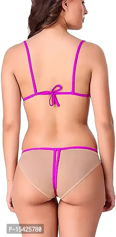 Samvar-Women's Net Bikni Bra Panty Set for Women Lingerie Set Sexy Honeymoon Undergarments (Pack of 1)-thumb5