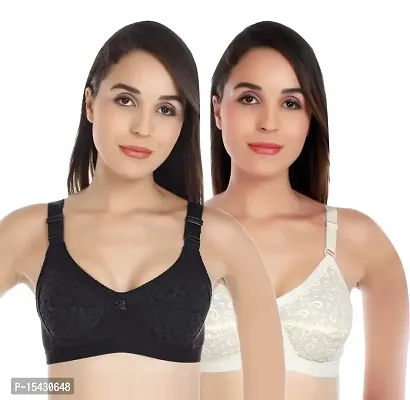 Women?s Cotton Lycra Blend Bra, Regular Everyday Bra|Full Coverage Bra|Soft and fine Quality Fabric with Solid Work NT_Black::Brown_40-thumb0