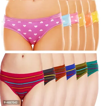 Women Hipster Bikni Multicolor Panties (Pack Of 12)