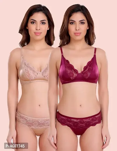 FIMS - Fashion is my style Soft Lycra Stretchable Bra Panty Set for Women,  Non-Padded, Non-Wired, See The First Image to Check nos of Sets You Will