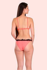 Red Cotton Self Pattern Lingerie Sets For Women-thumb3