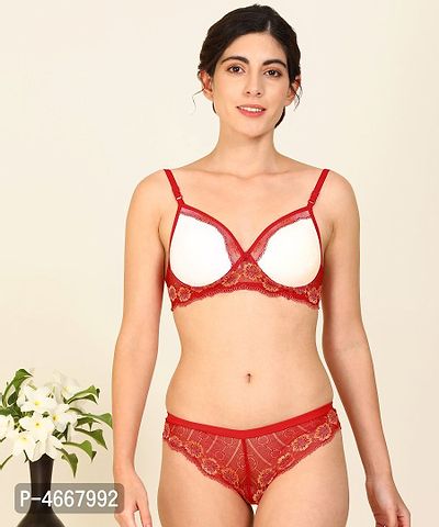 Women Lace Cotton Bra Panty Set for Lingerie Set  ( Pack of 1 )-thumb0