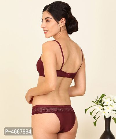 Women Lace Cotton Bra Panty Set for Lingerie Set  ( Pack of 1 )-thumb4