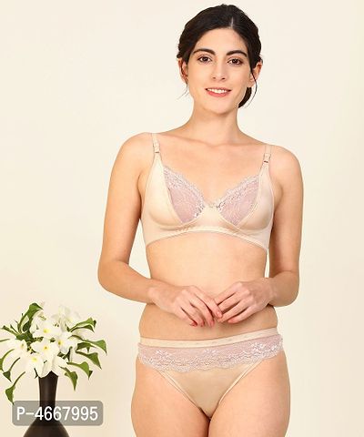 Women Lace Cotton Bra Panty Set for Lingerie Set  ( Pack of 1 )