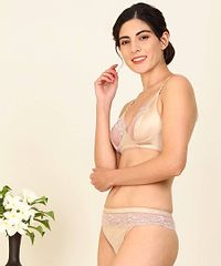 Women Lace Cotton Bra Panty Set for Lingerie Set  ( Pack of 2 )-thumb1