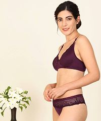 Women Lace Cotton Bra Panty Set for Lingerie Set  ( Pack of 2 )-thumb1