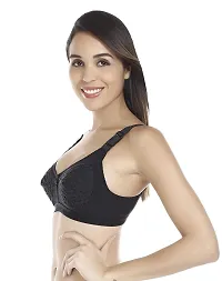 Stylish Black Cotton Solid Bras For Women-thumb2