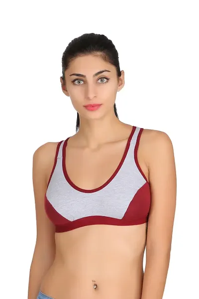 (JJocky_Maroon_30)Womenrsquo;s Lycra Blend Sports Bra, Regular Everyday Bra|Full Coverage Bra|Yoga Fitness Bra Exercise Gym Bra No Padded Sports Bra