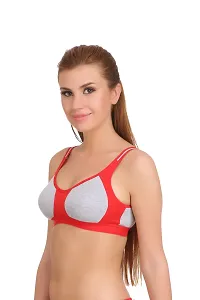 (Bra SYN_Red_30)Womenrsquo;s Cotton Lycra Blend Sports Bra, Regular Everyday Bra|Full Coverage Bra|Yoga Fitness Bra Exercise Gym Bra No Padded Sports Bra-thumb2