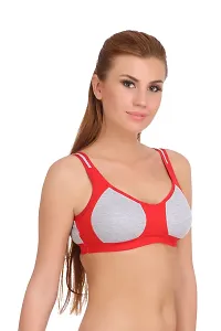 (Bra SYN_Red_30)Womenrsquo;s Cotton Lycra Blend Sports Bra, Regular Everyday Bra|Full Coverage Bra|Yoga Fitness Bra Exercise Gym Bra No Padded Sports Bra-thumb1