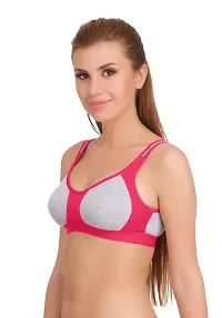 (Bra SYN_Pink_30)Womenrsquo;s Cotton Lycra Blend Sports Bra, Regular Everyday Bra|Full Coverage Bra|Yoga Fitness Bra Exercise Gym Bra No Padded Sports Bra-thumb2