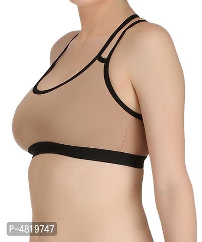 (DD  Bra Brown_30B)Womenrsquo;s Cotton Lycra Blend Sports Bra, Regular Everyday Bra|Full Coverage Bra|Yoga Fitness Bra Exercise Gym Bra No Padded Sports Bra-thumb3