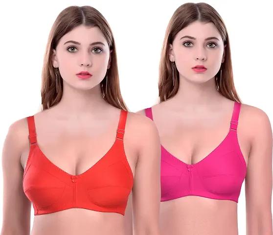 Fancy Multicolored Cotton Non Padded Non-Wired Bra Combo for Women
